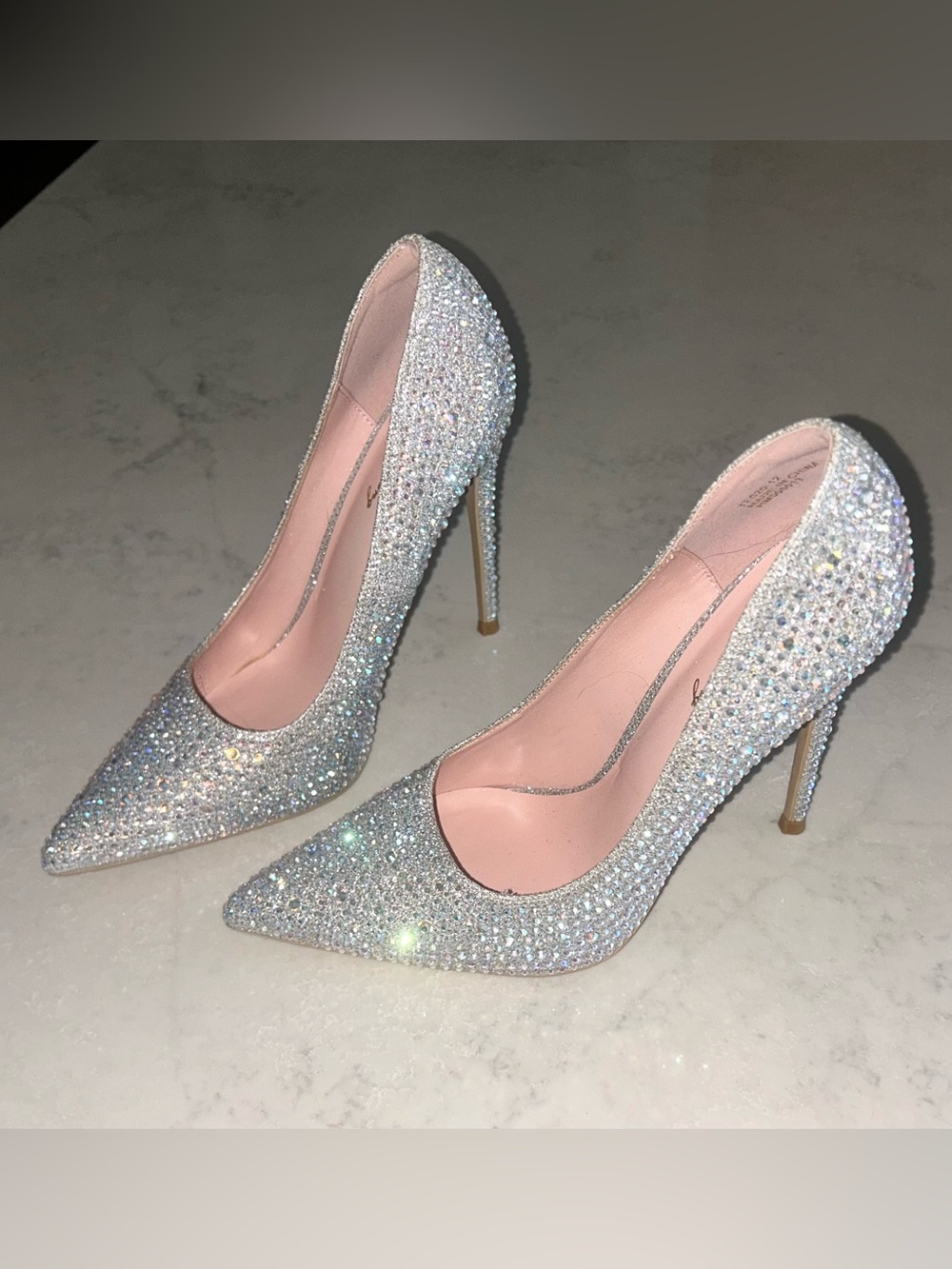 Women's Silver Crystal Embellished Pointed-Toe Stiletto Heels